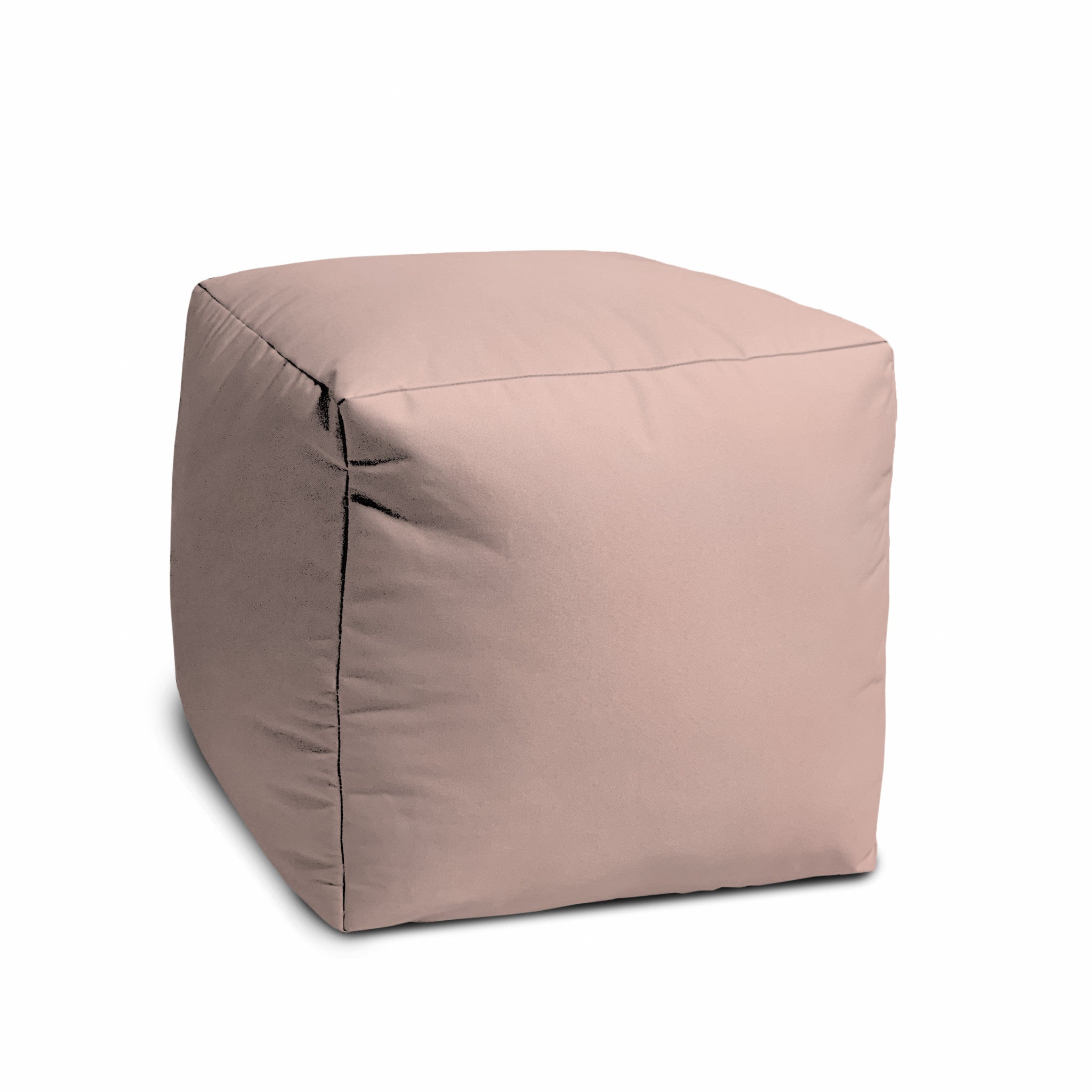 17" Cool Pale Pink Blush Solid Color Indoor Outdoor Pouf Ottoman