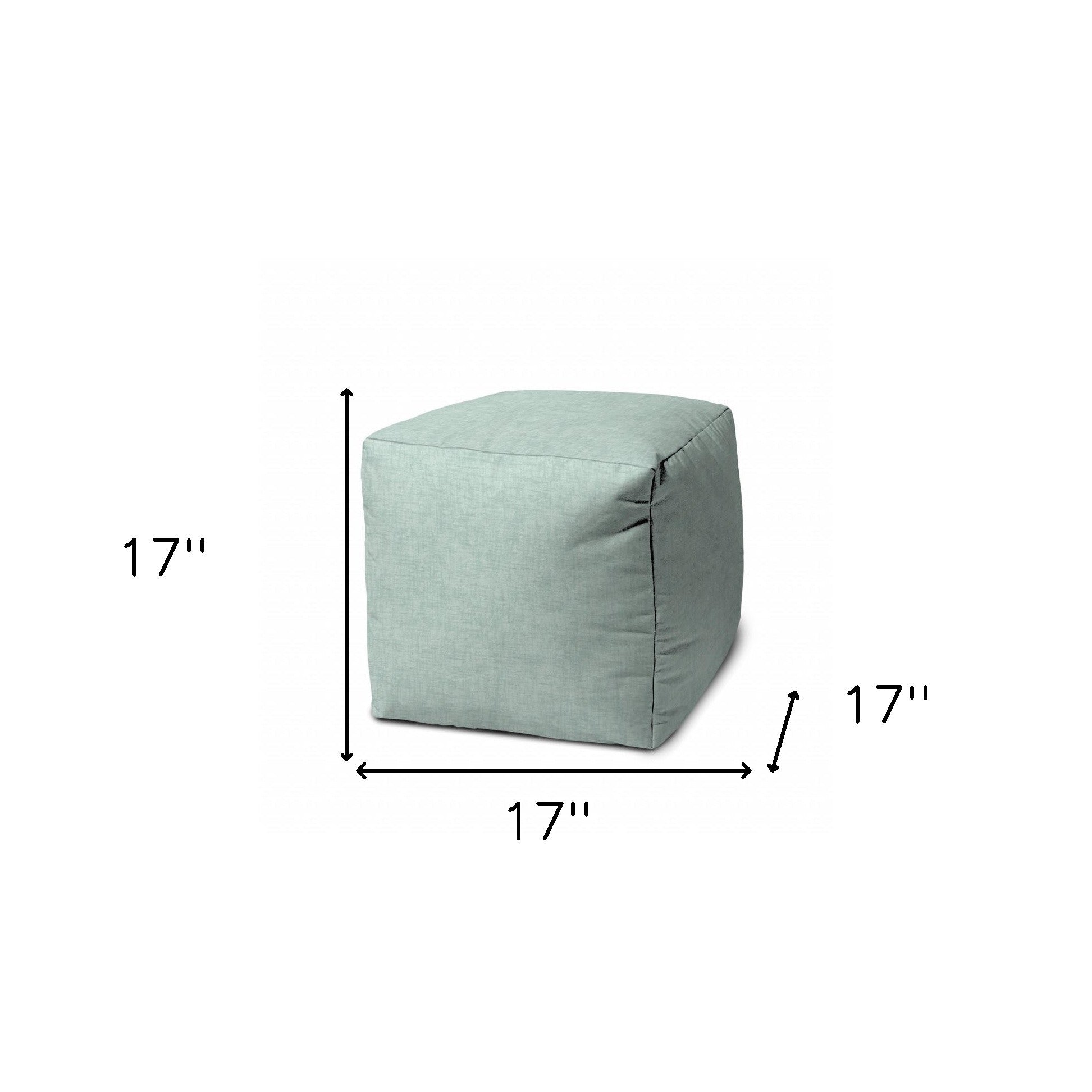 17" Green Polyester Cube Indoor Outdoor Pouf Ottoman