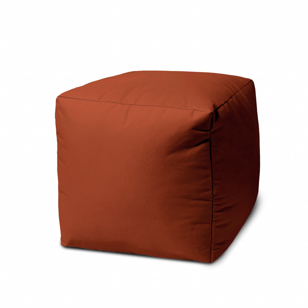 17" Cool Dark Amber Rust Solid Color Indoor Outdoor Pouf Cover