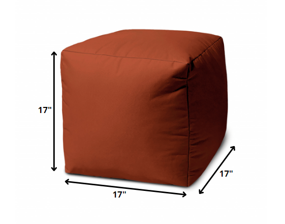 17" Cool Dark Amber Rust Solid Color Indoor Outdoor Pouf Cover