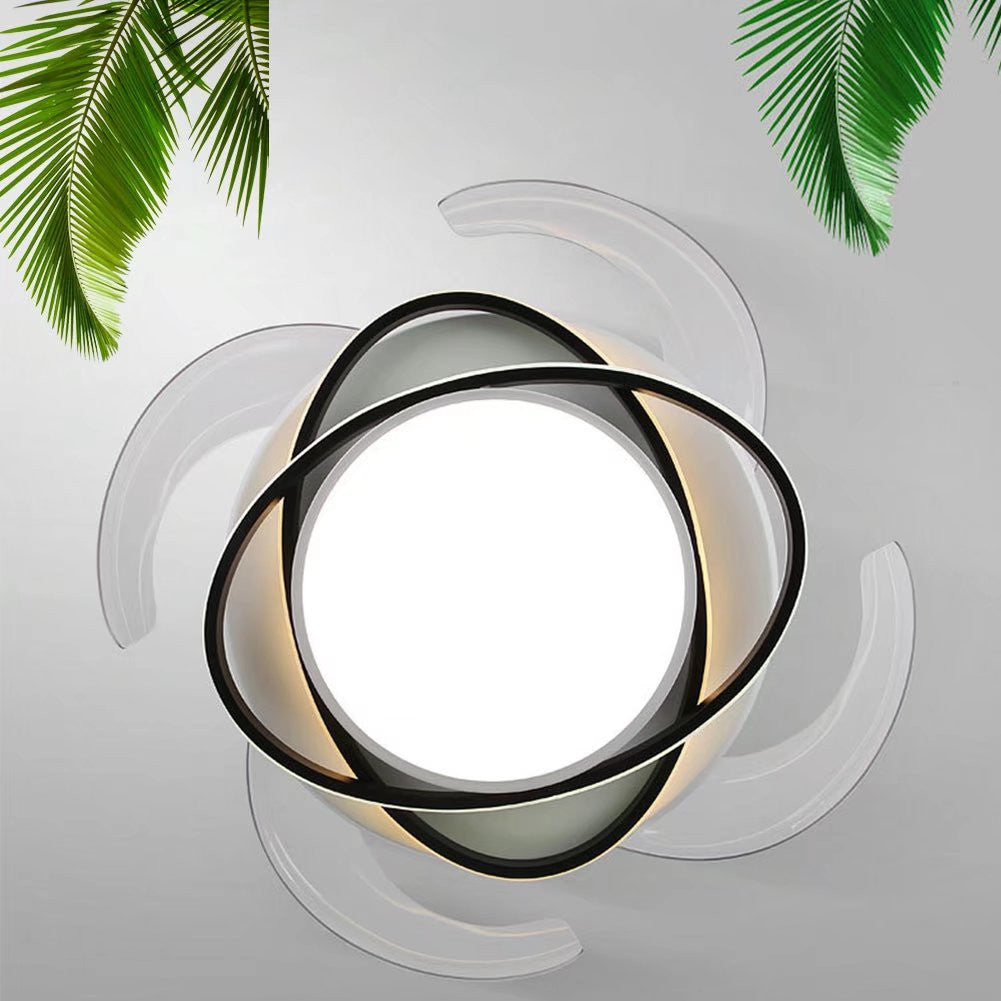 Asymmetric White Ceiling Lamp And Fan