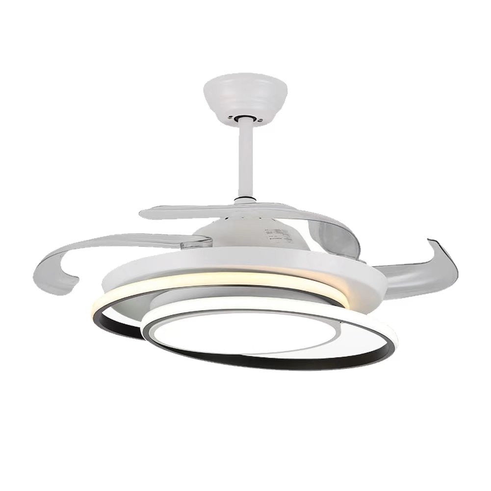 Asymmetric White Ceiling Lamp And Fan