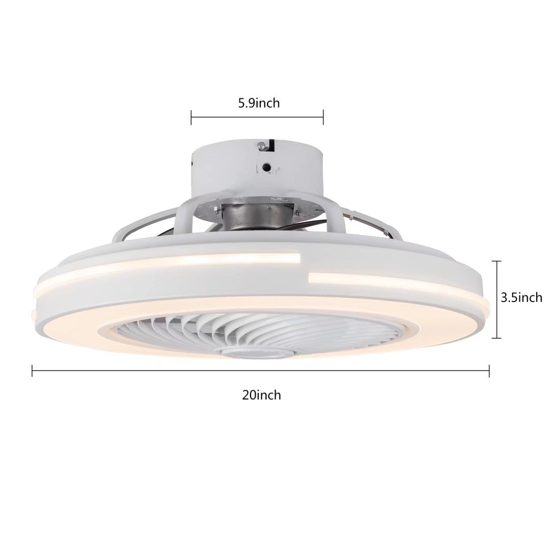 White Compact LED Fan and Light