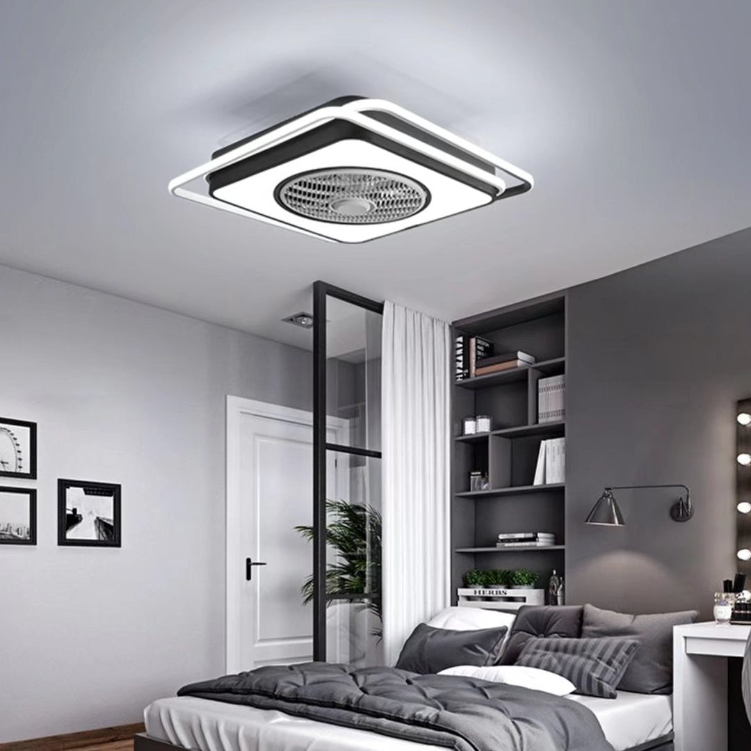 Modern White And Black Ceiling Lamp And Fan