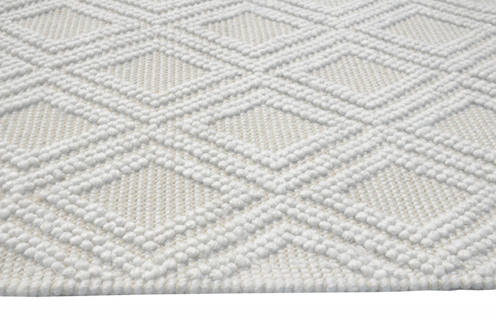 6' X 9' Off White Geometric Dhurrie Area Rug