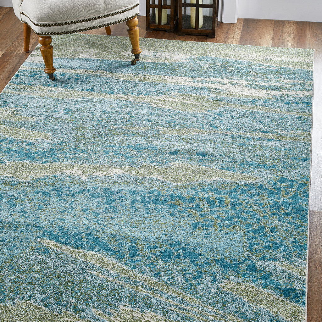 10’ x 13’ Blue Sage Impressionistic Ocean Area Rug