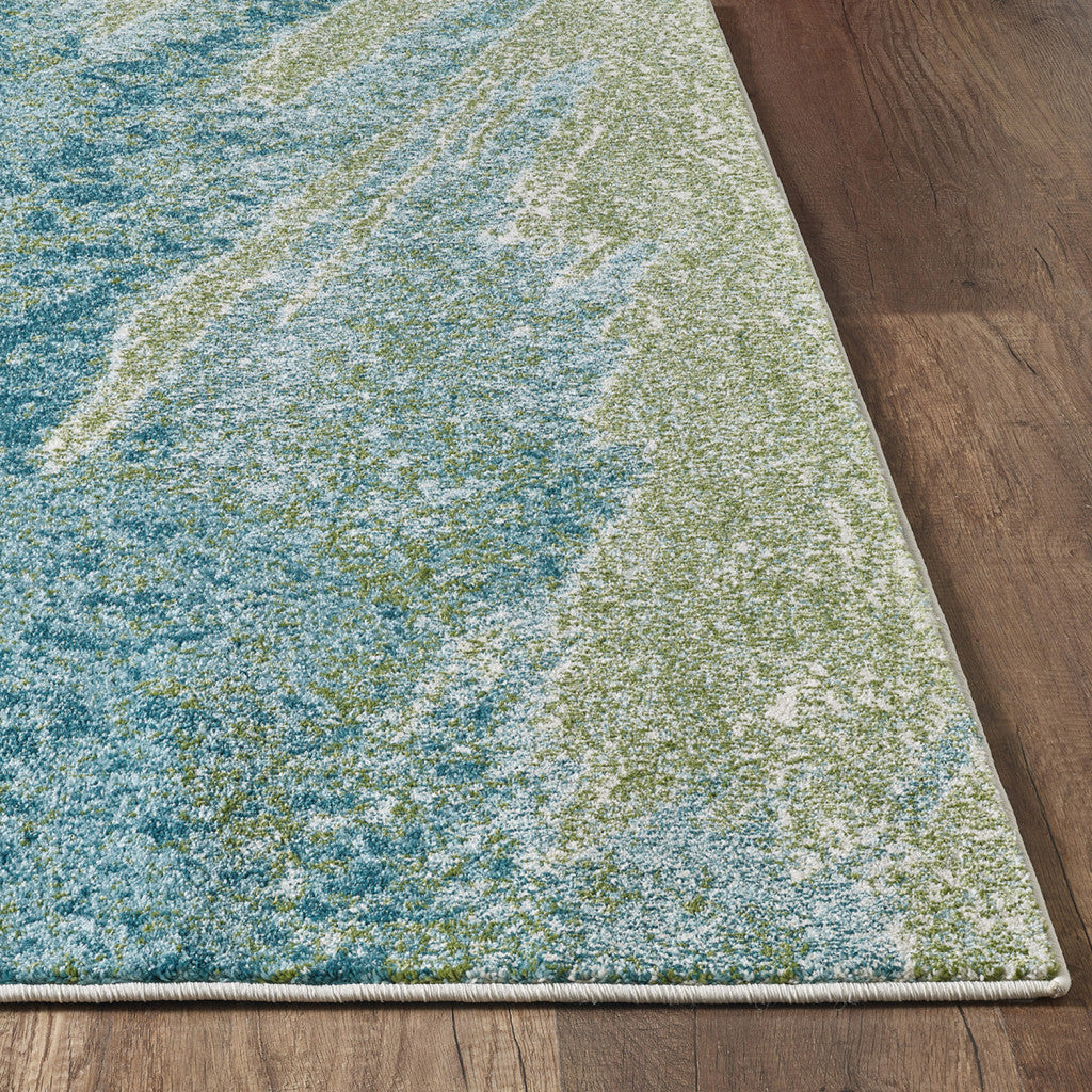 10’ x 13’ Blue Sage Impressionistic Ocean Area Rug