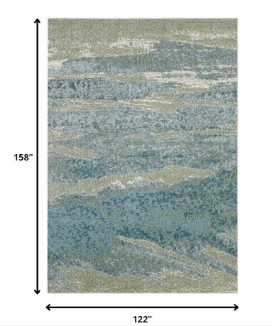 10’ x 13’ Blue Sage Impressionistic Ocean Area Rug