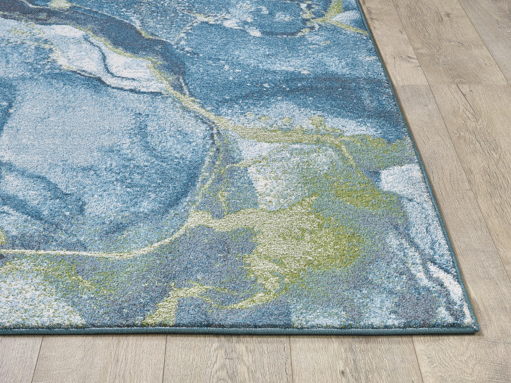 8' X 11' Teal Blue Abstract Dhurrie Area Rug