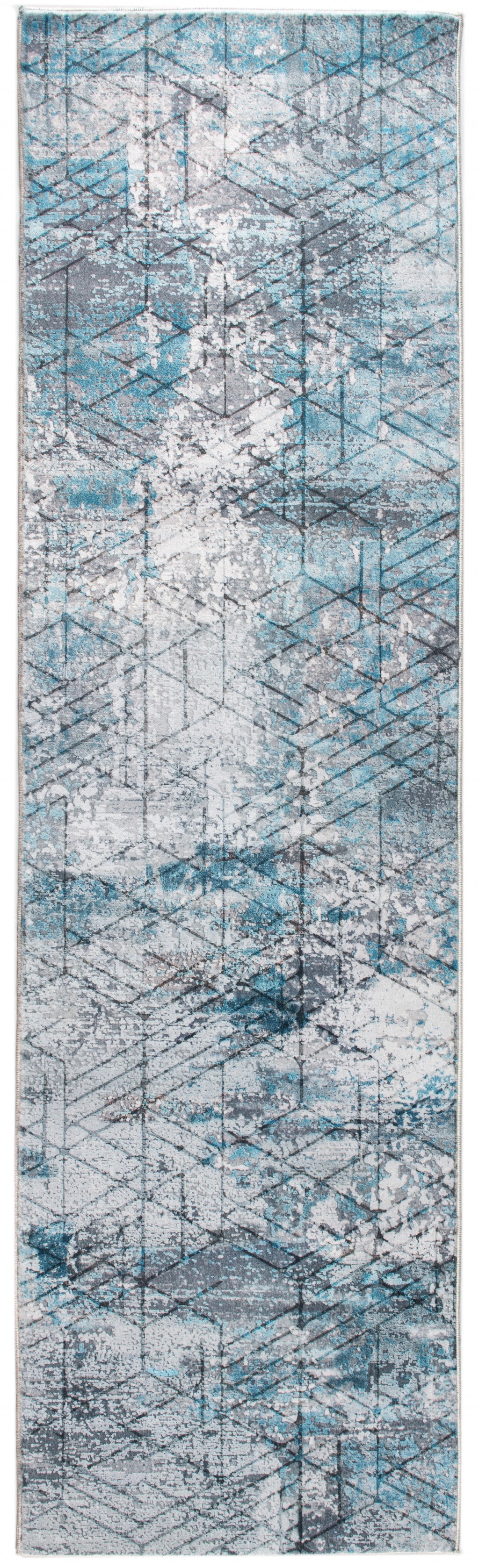 6’ x 9’ Blue Gray Abstract Cuboid Modern Area Rug