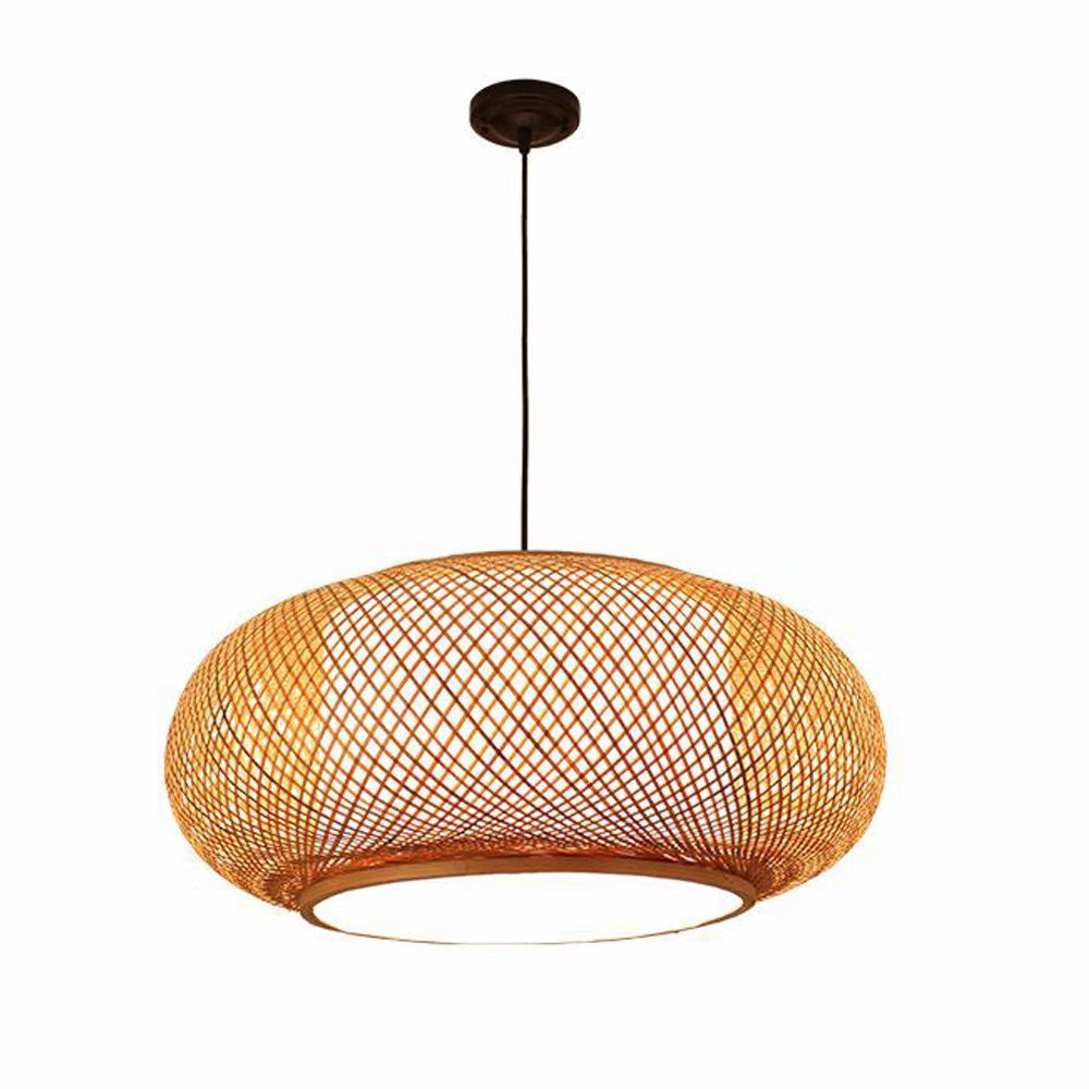 Natural Bamboo Rattan Oval Open Weave Hanging Ceiling Light