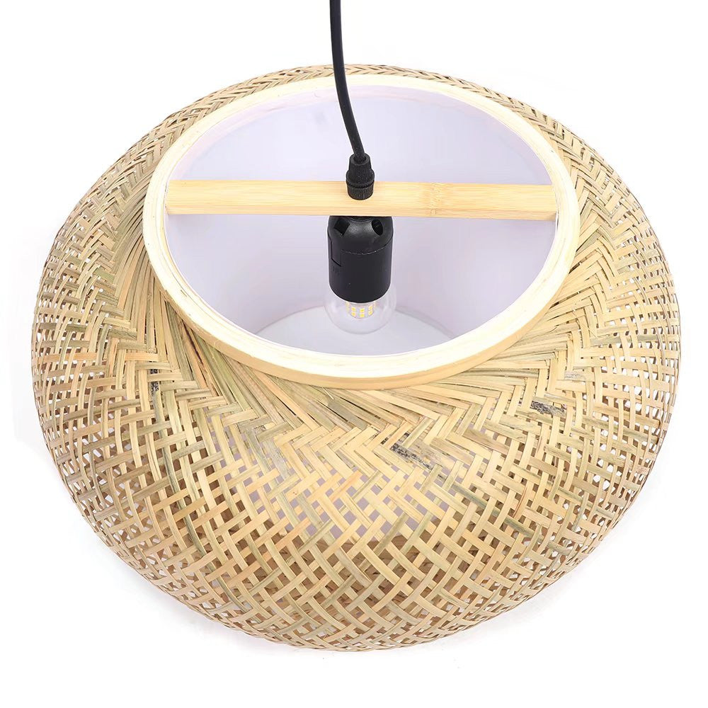 Natural Bamboo Rattan Oval Open Weave Hanging Ceiling Light