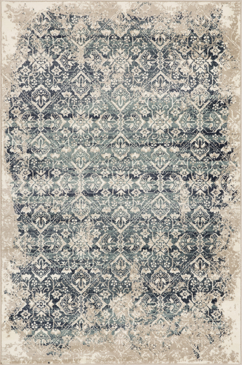 8' X 11' Blue And Ivory Oriental Dhurrie Area Rug