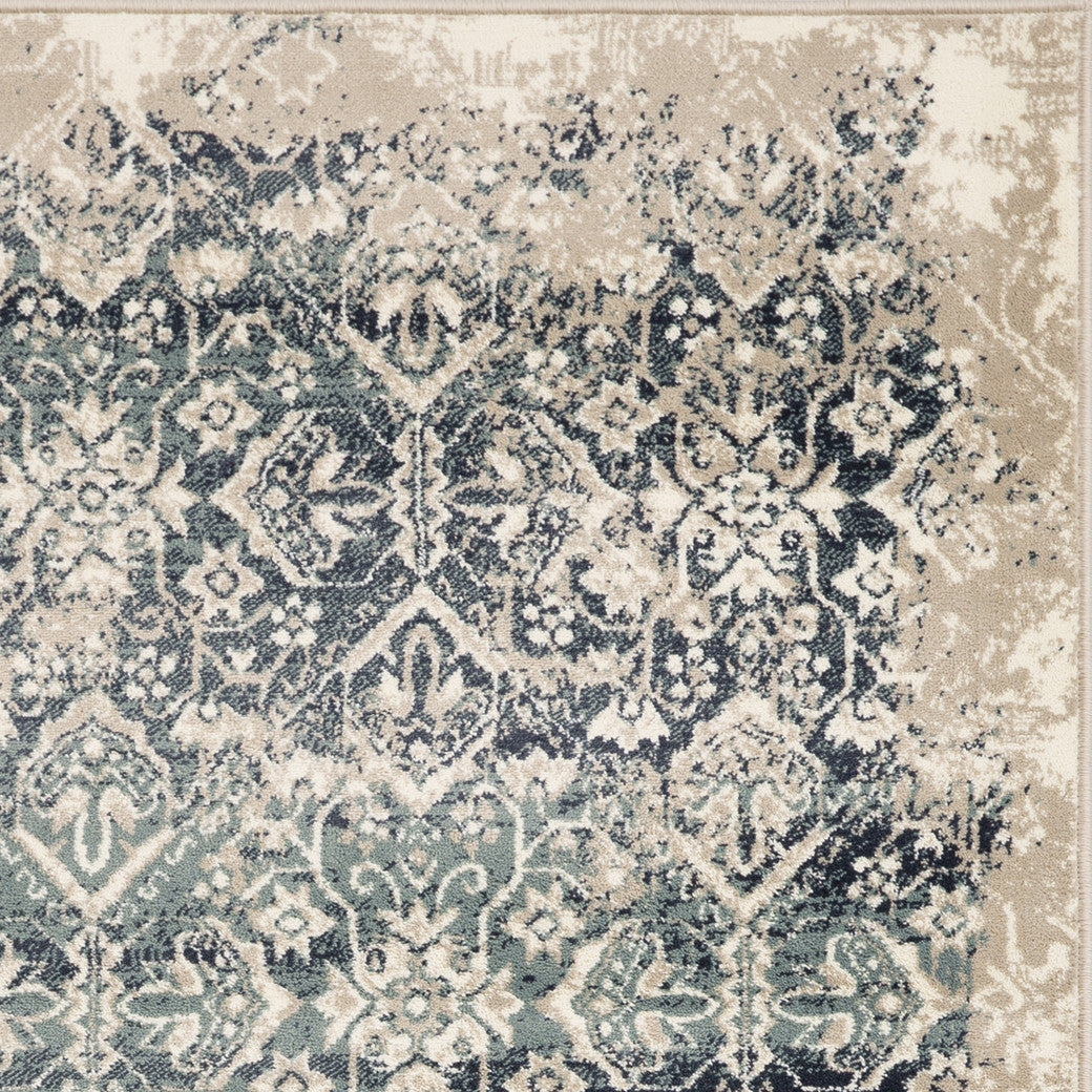 8' X 11' Blue And Ivory Oriental Dhurrie Area Rug