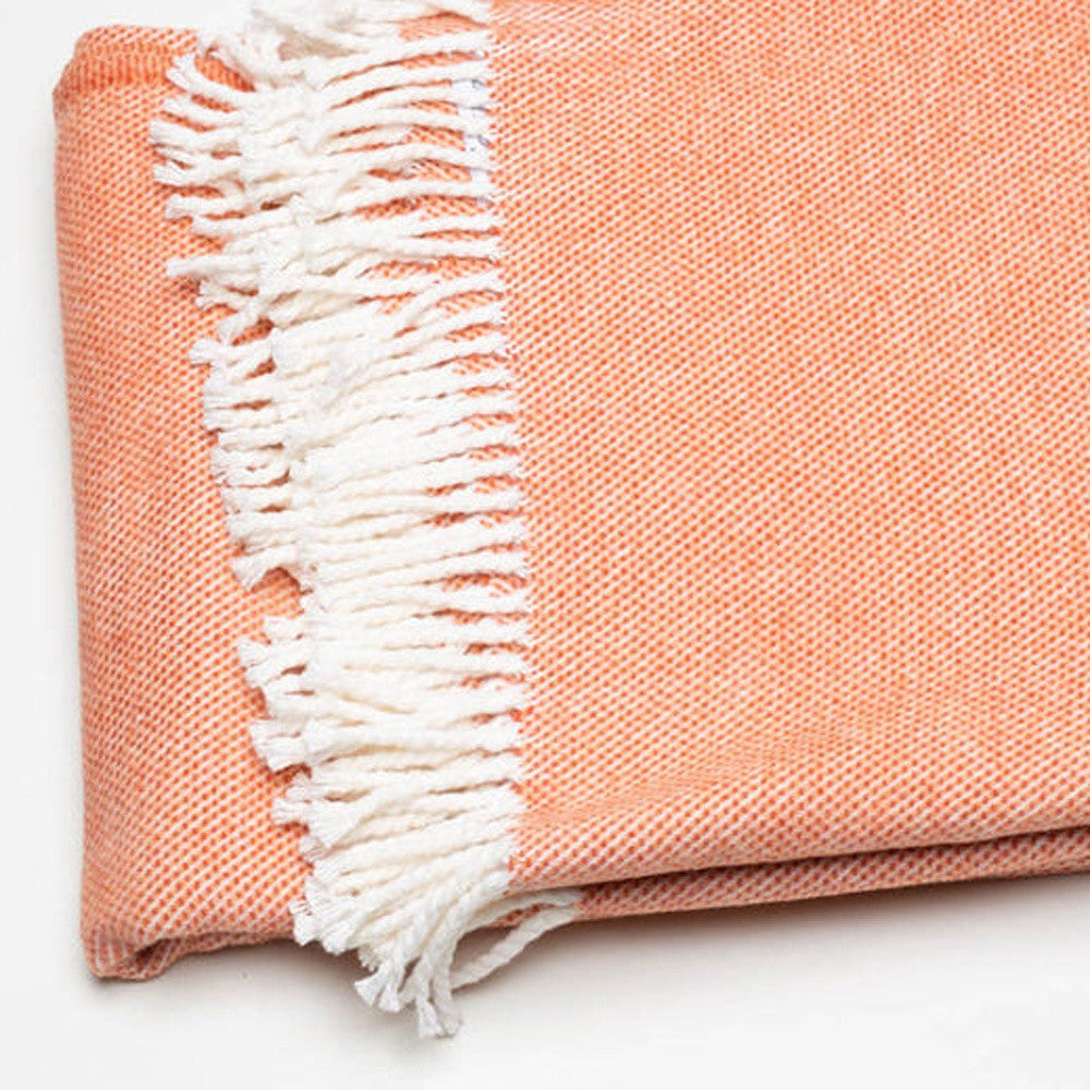 Coral Mini Dot Fringed Throw Blanket