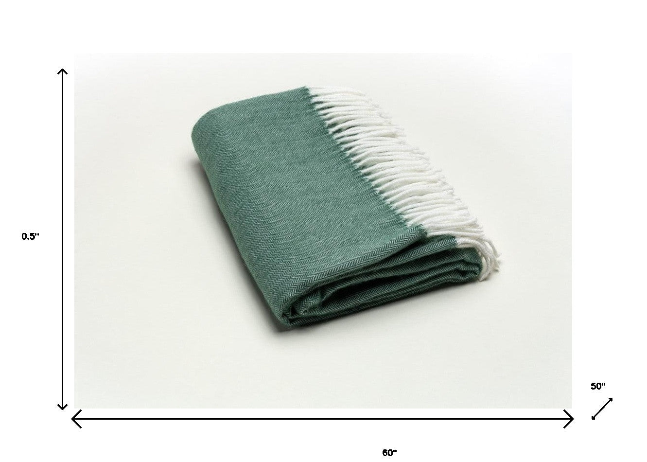 Moss Green Soft Acrylic Herringbone Throw Blanket