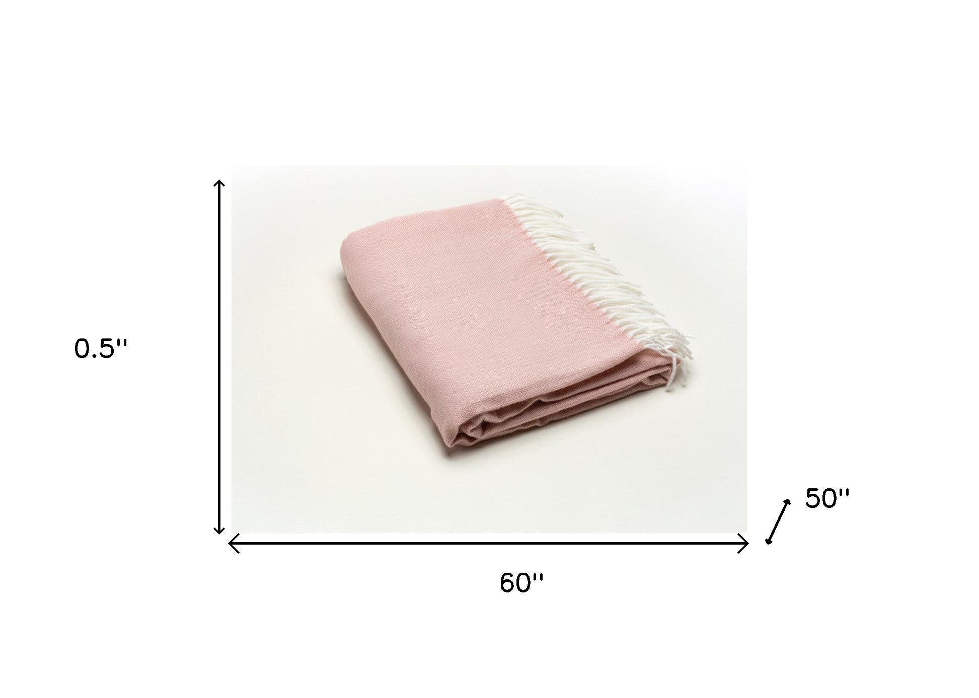 Pastel Pink Soft Acrylic Herringbone Throw Blanket