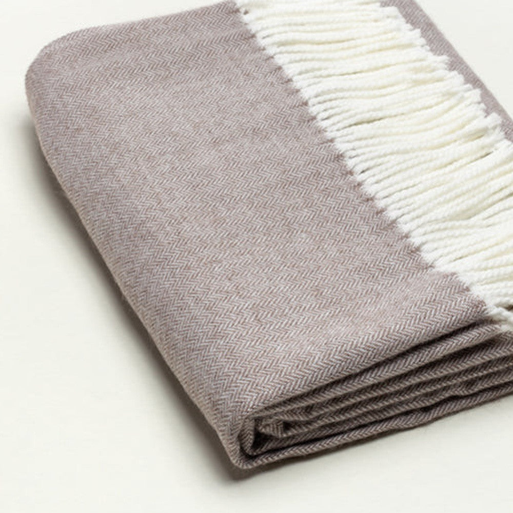 Light Taupe Soft Acrylic Herringbone Throw Blanket