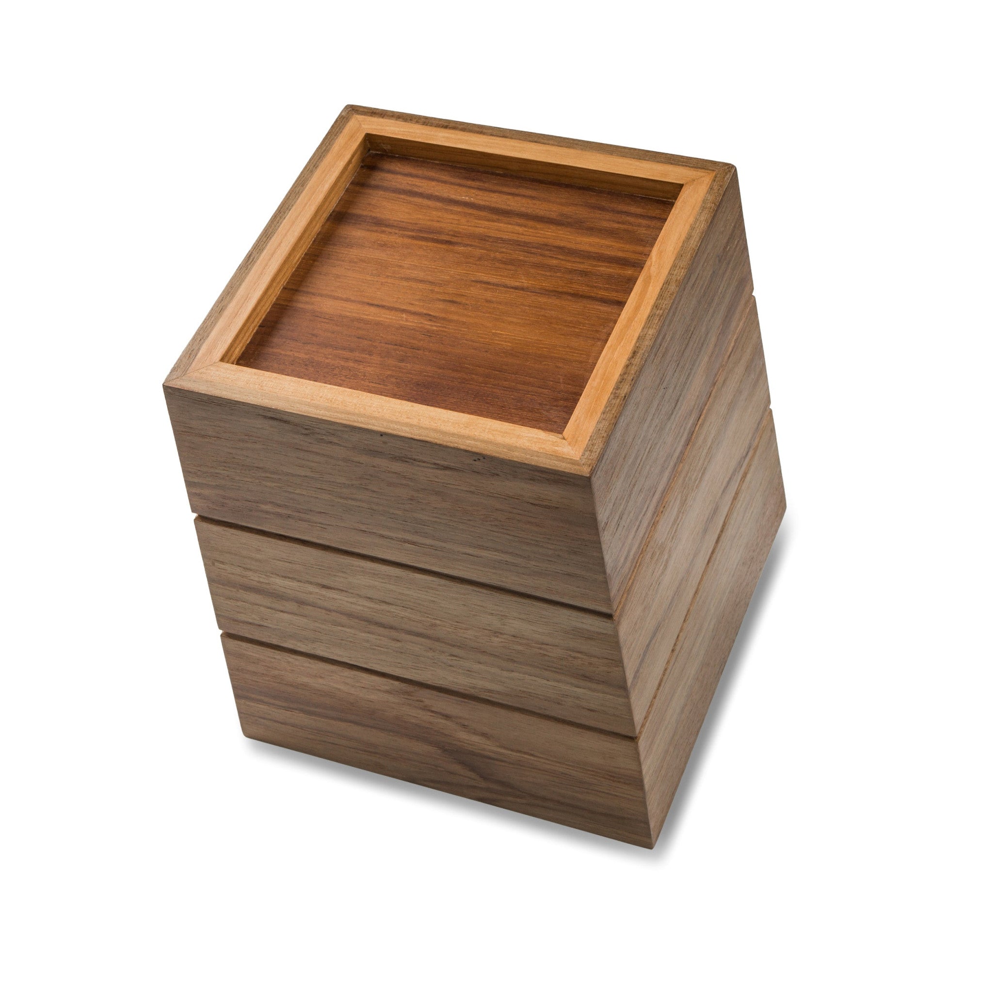 12" Traditional Solid Teak Large Waste Basket