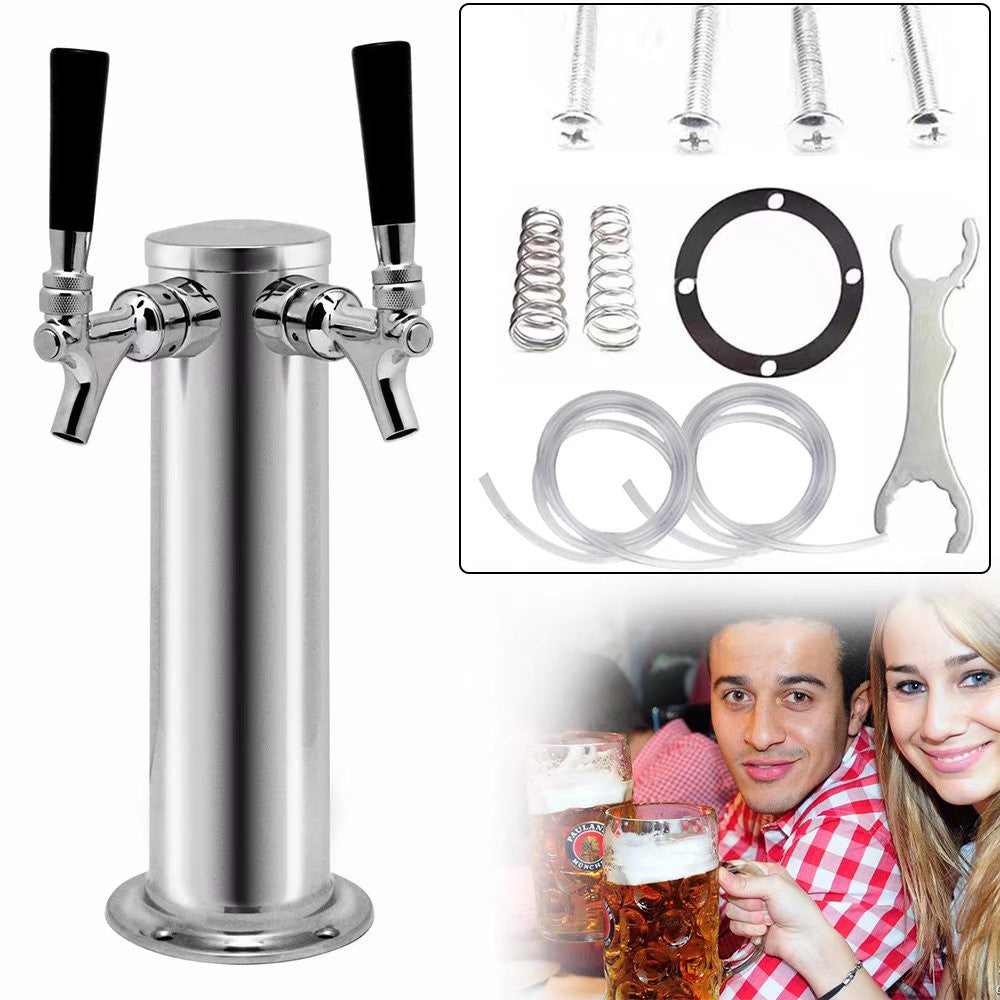 Modern Dual Faucet Stainless Steel Beer Dispenser