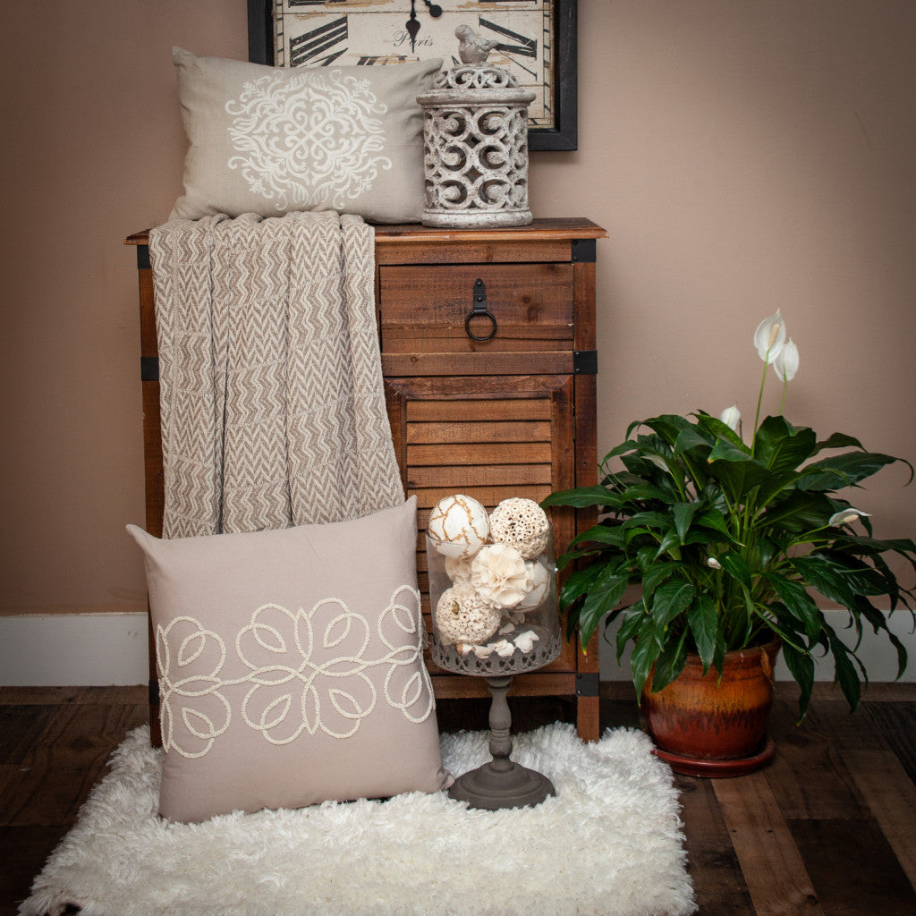 Multi Beige Herringbone Woven Handloom Throw