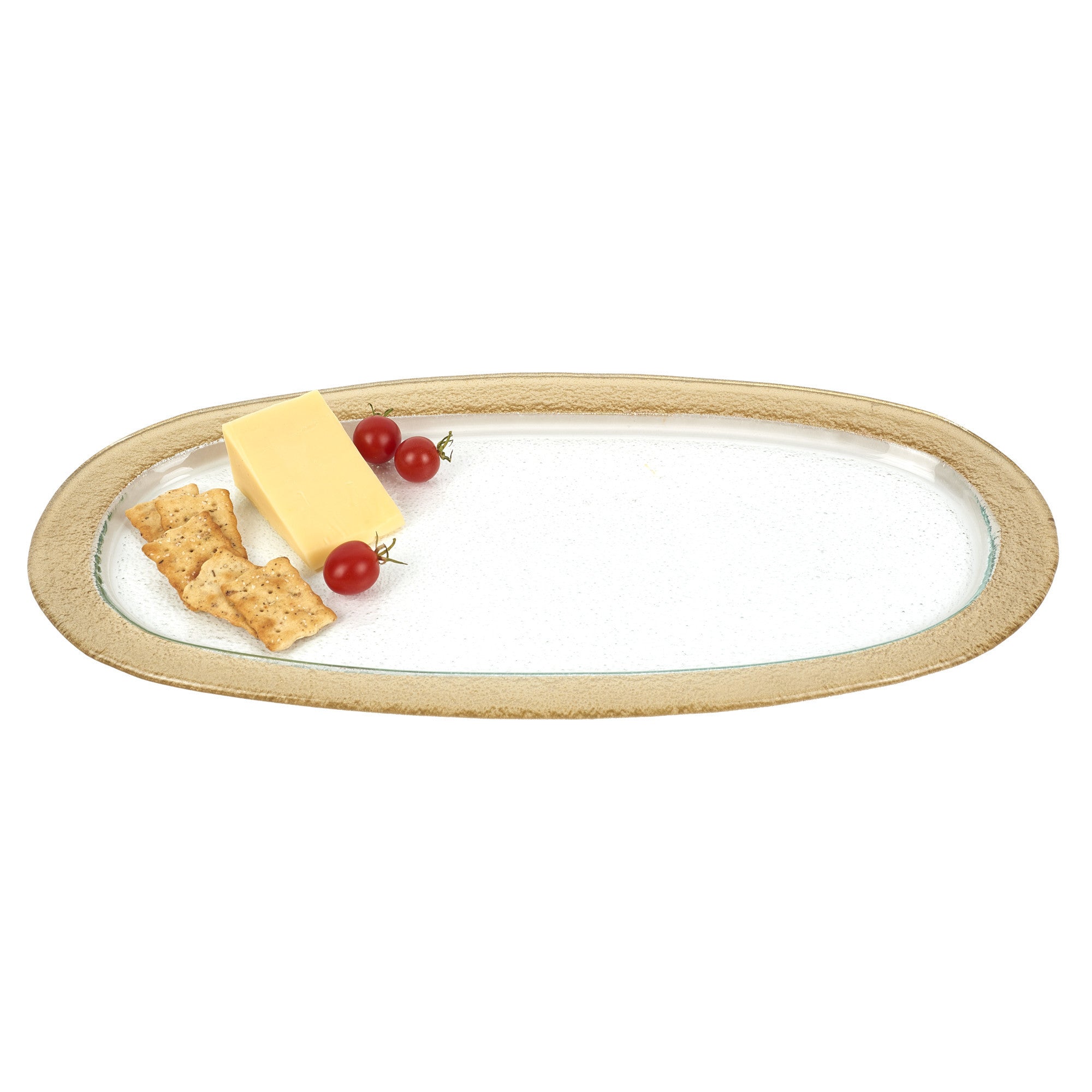 16" Gold Oval Glass Handmade Tray