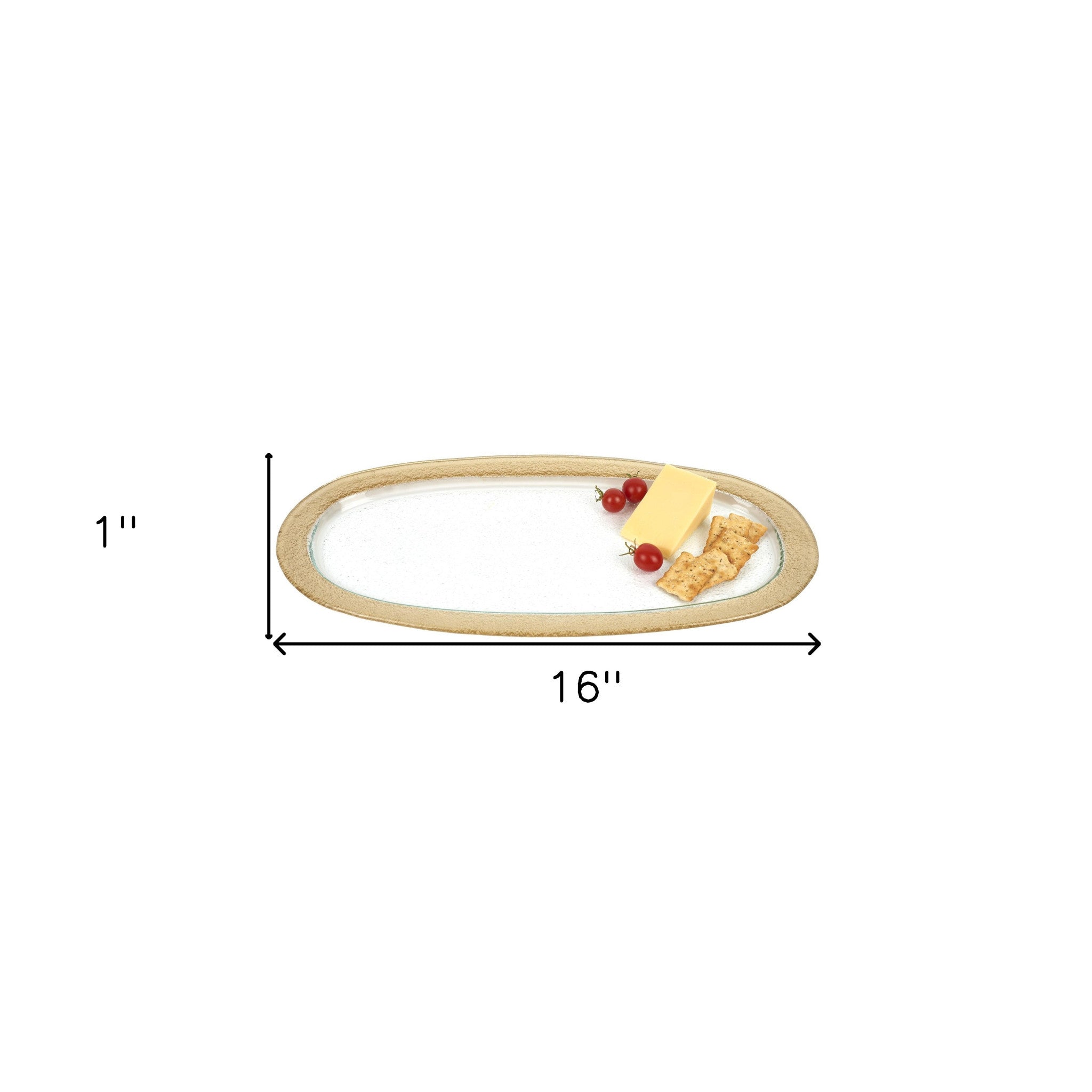 16" Gold Oval Glass Handmade Tray