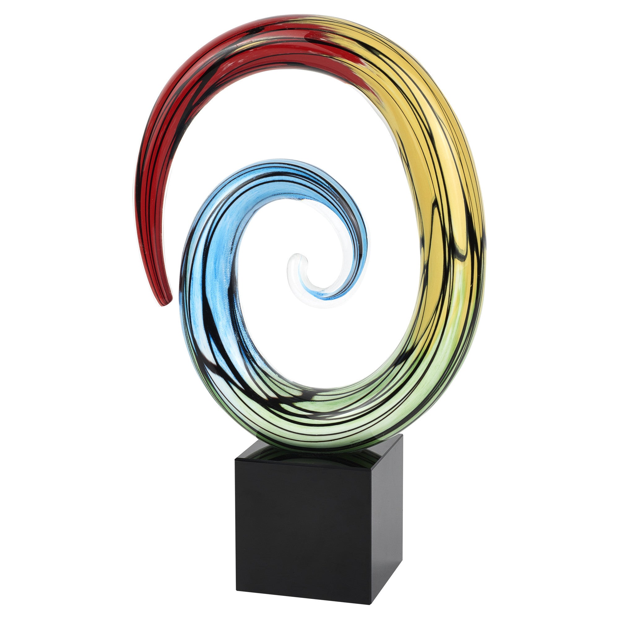 10" Rainbow Glass Abstract Hand Painted Sculpture