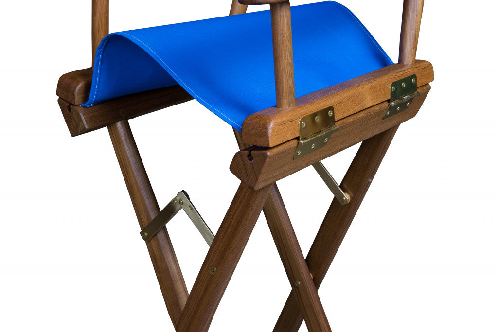 Blue And Brown Solid Wood Director Chair