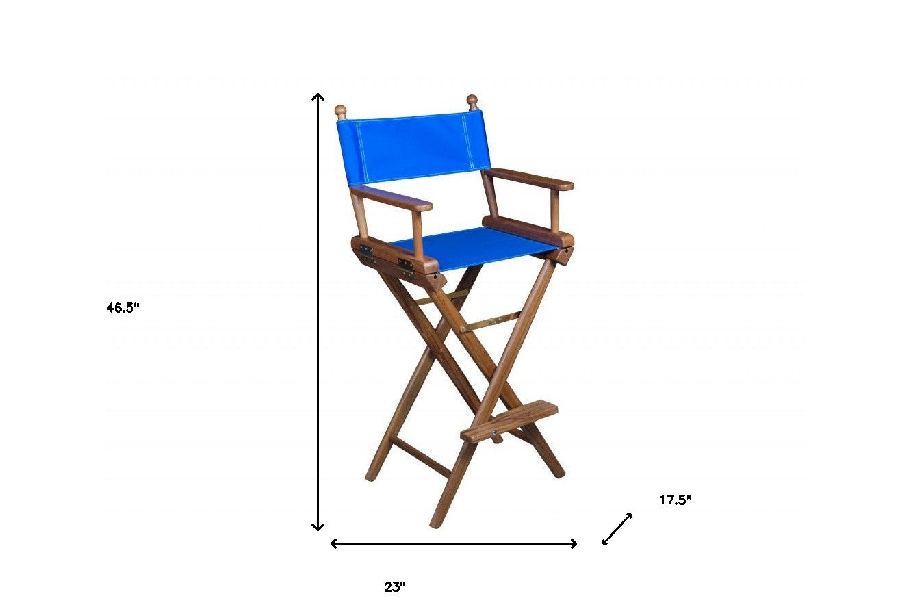 Blue And Brown Solid Wood Director Chair