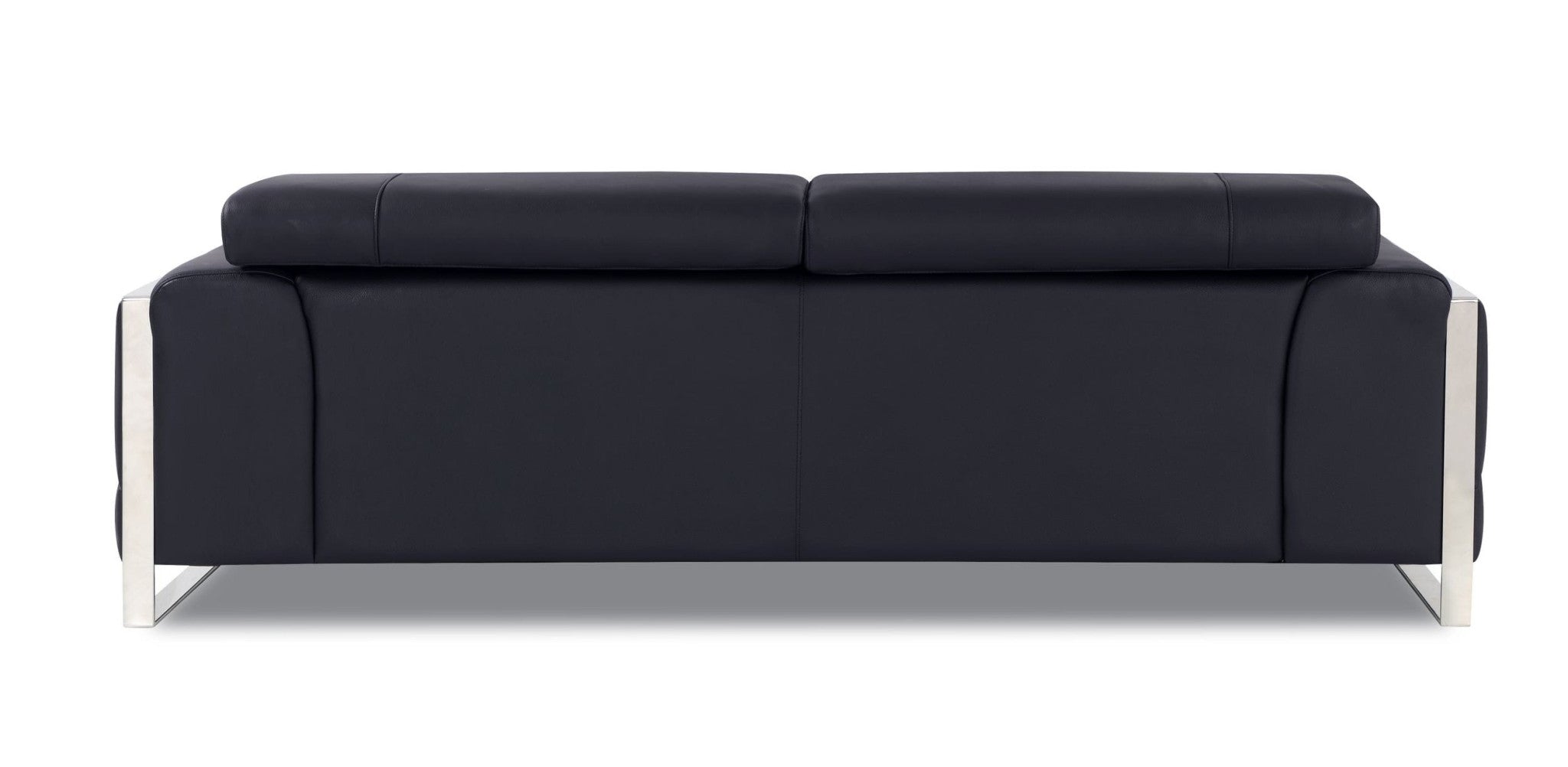 89" Black and Chrome Genuine Leather Sofa