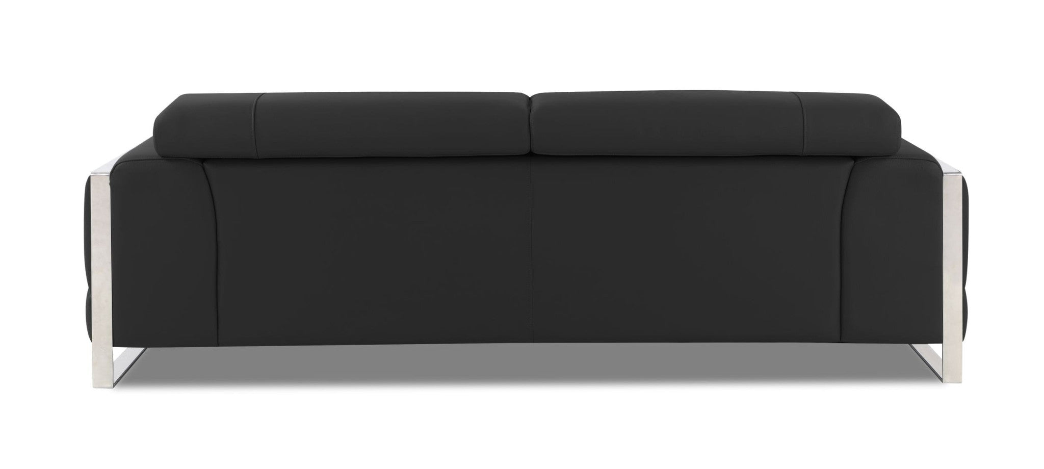 89" Dark Gray and Chrome Genuine Leather Sofa