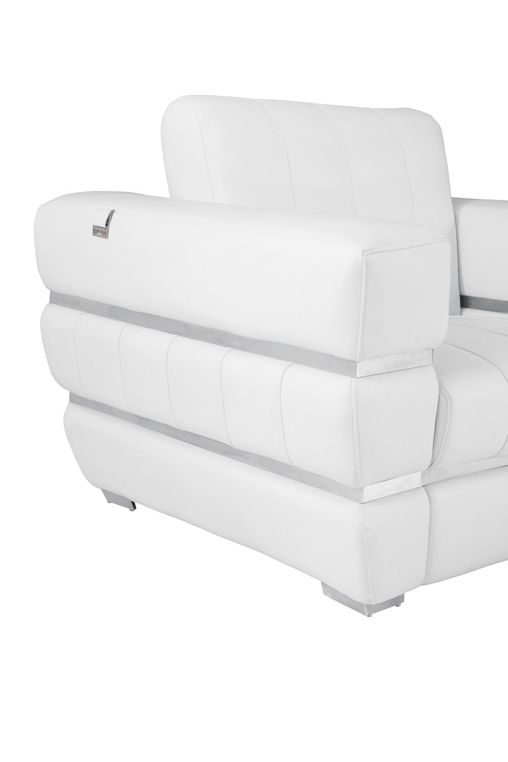 89" White Genuine Leather Sofa