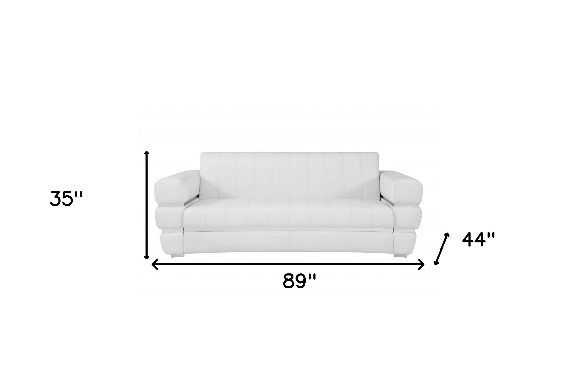 89" White Genuine Leather Sofa