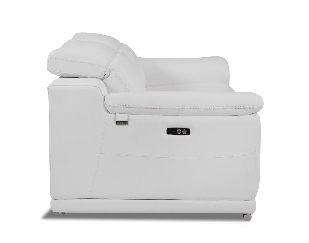 72" White Italian Leather Reclining  Love Seat