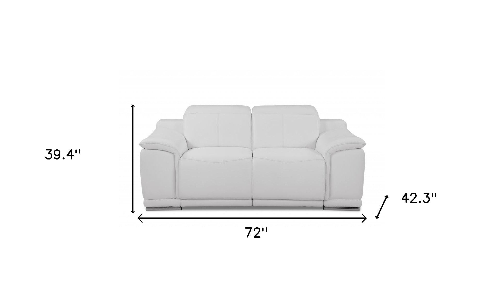 72" White Italian Leather Reclining  Love Seat