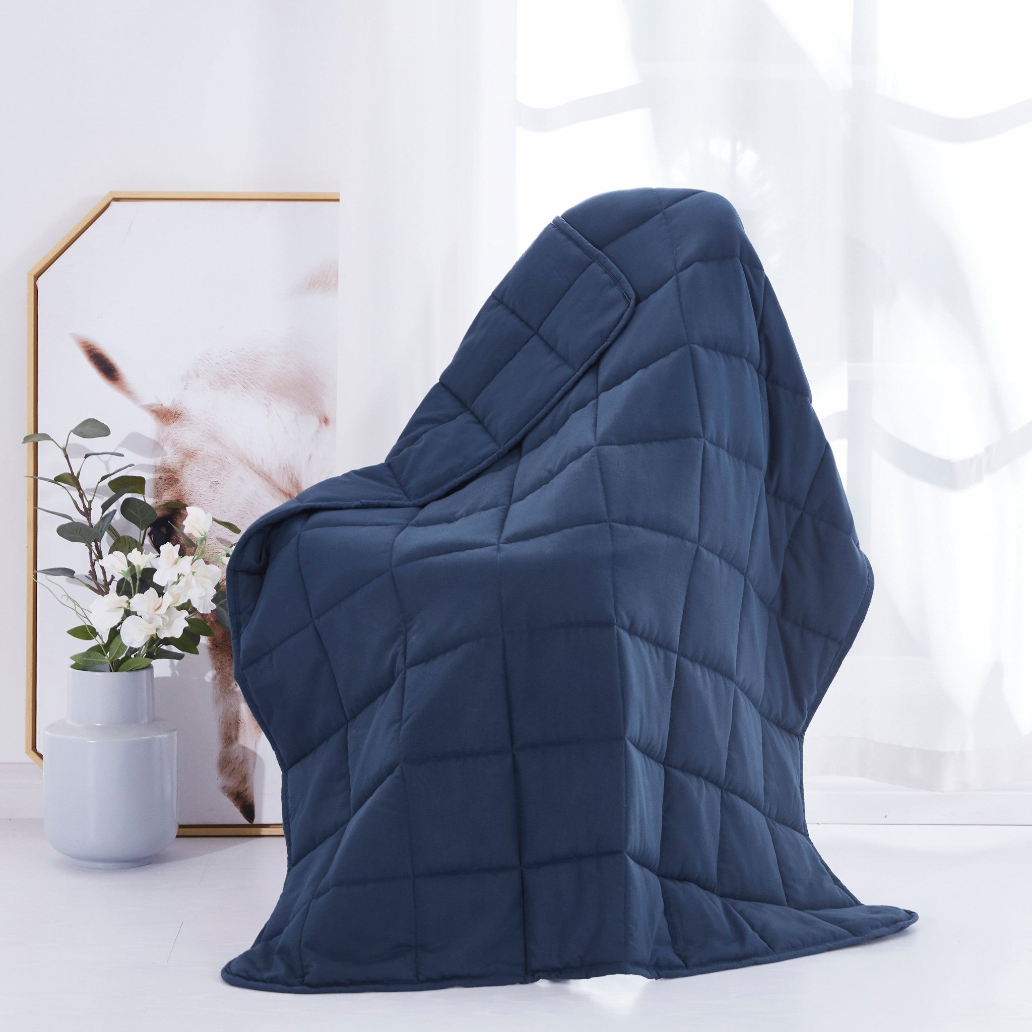 Navy Blue Travel Weight Microfiber Throw Blanket