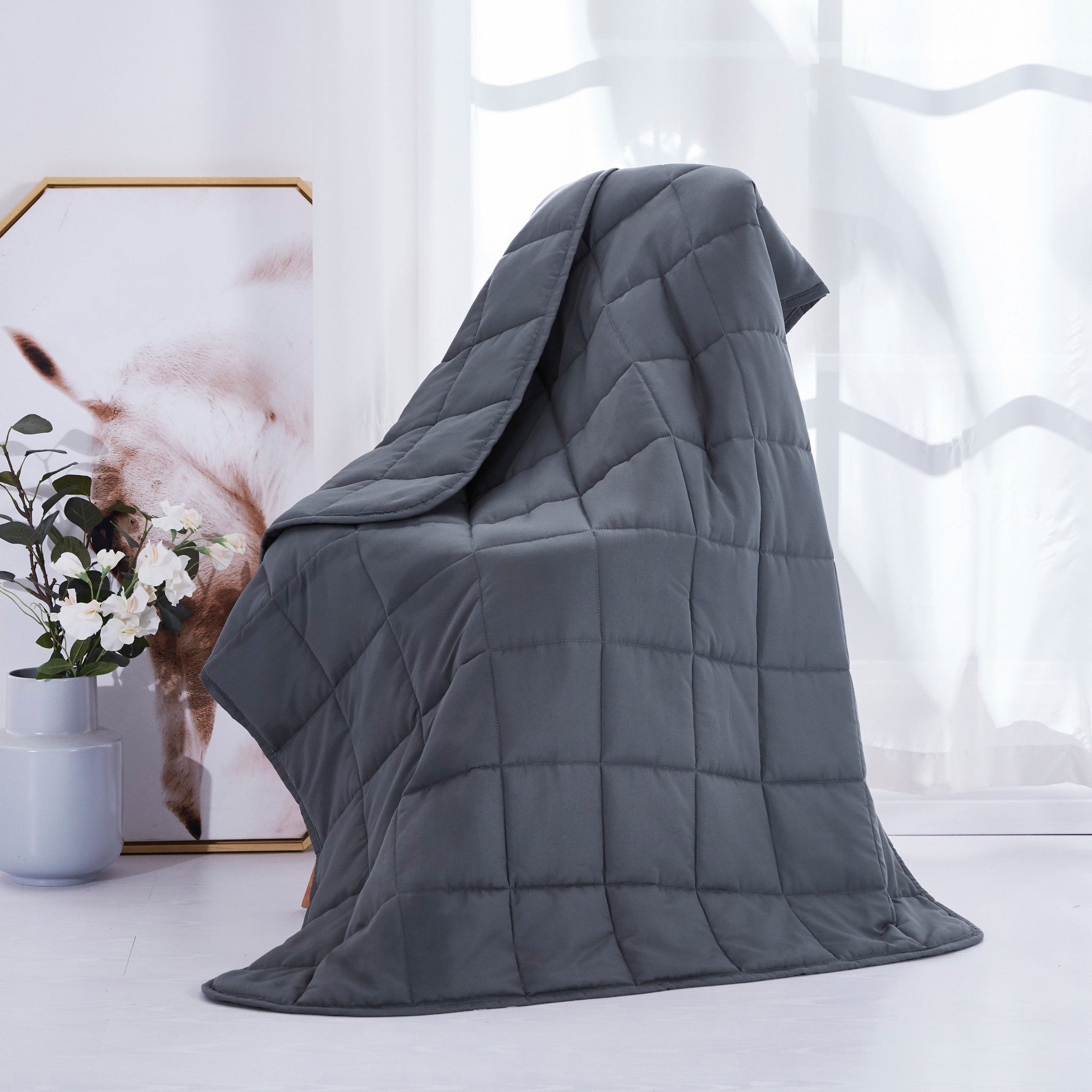 Grey Travel Weight Microfiber Throw Blanket