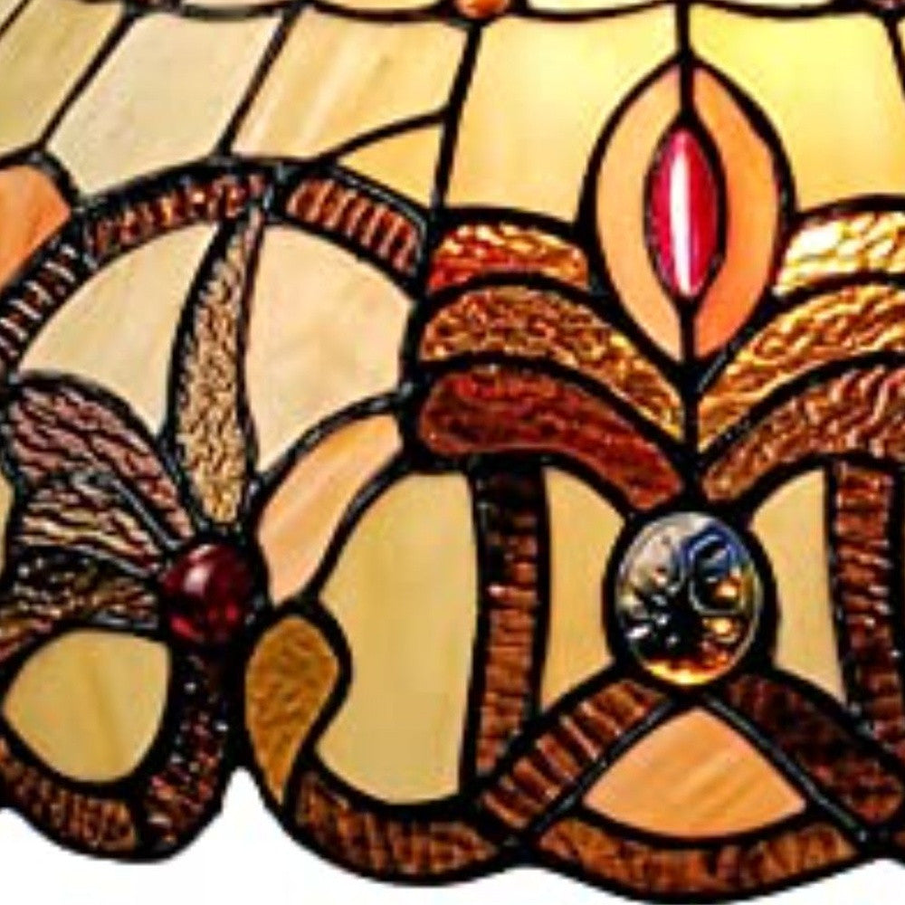 16" Tiffany Style Stained Glass Two Light Glass Dimmable Ceiling Light