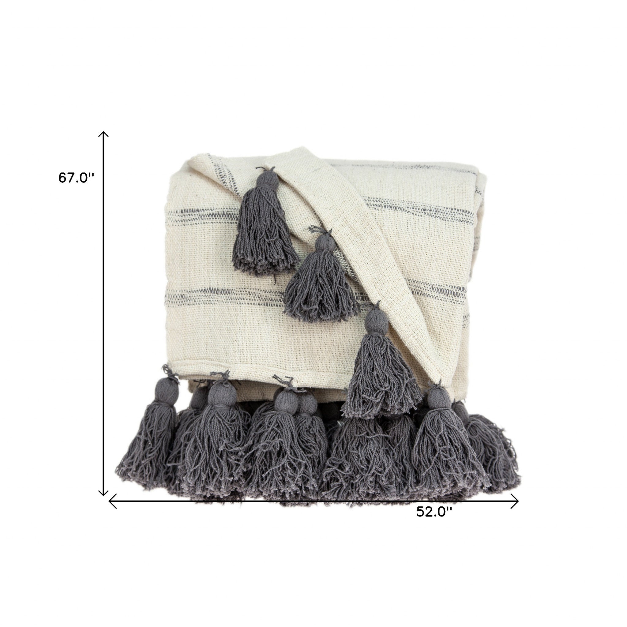 Off White Woven Cotton Solid Color Reversable Throw