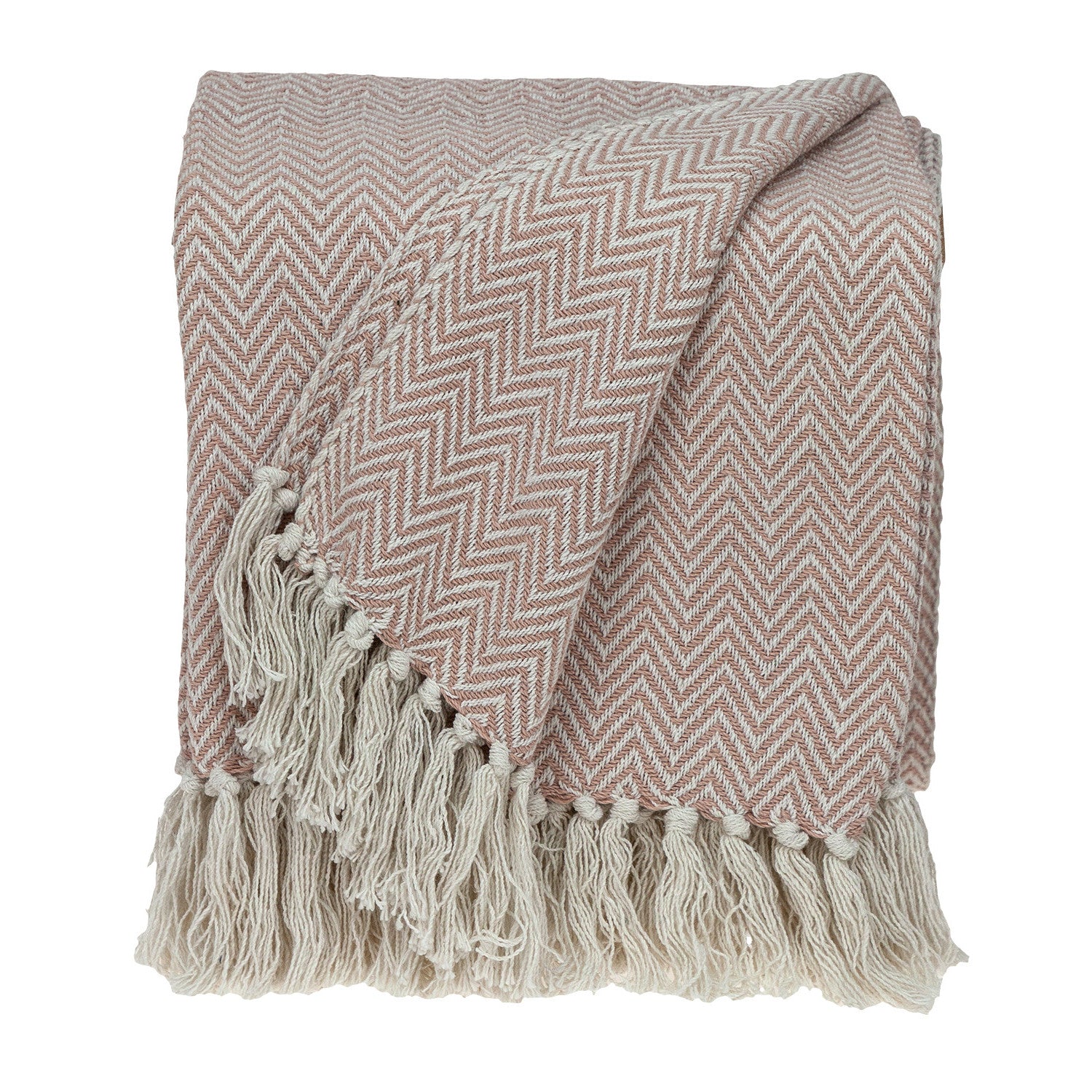 Pink Woven Cotton Solid Color Reversable Throw