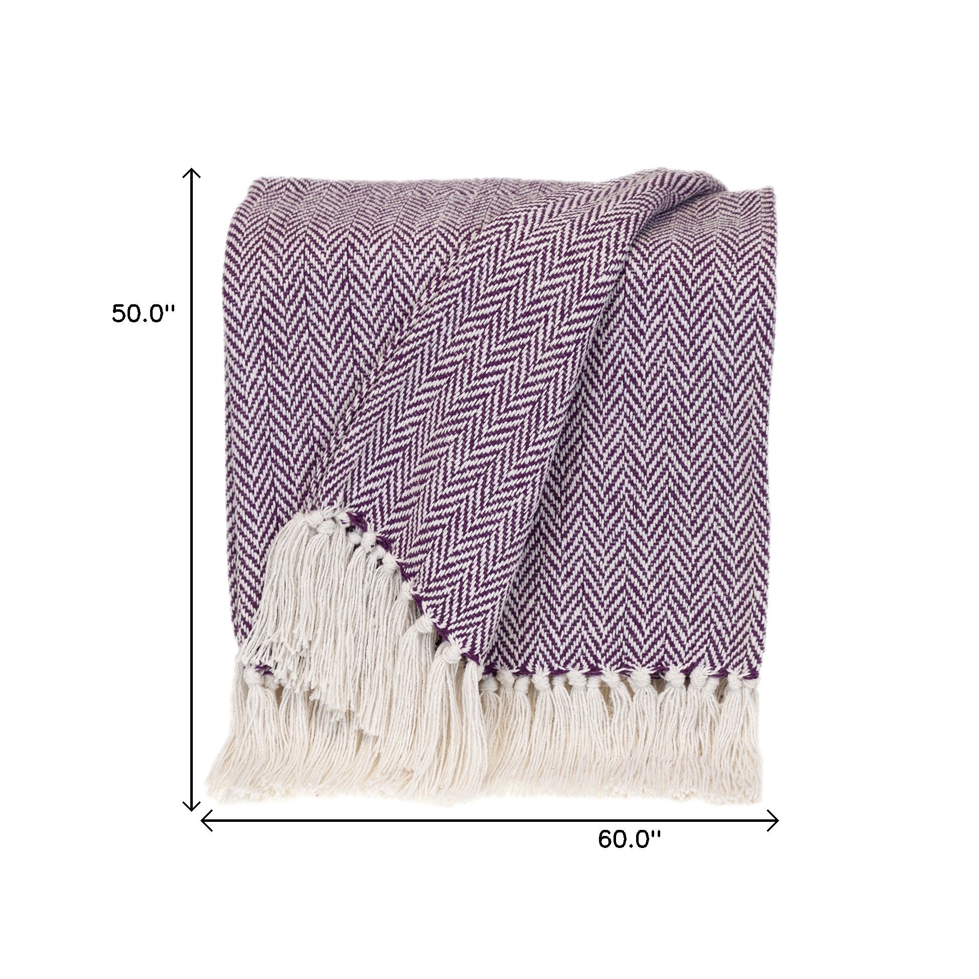 Parkland Collection Transitional Herringbone Purple Rectangle 50" x 60" Throw