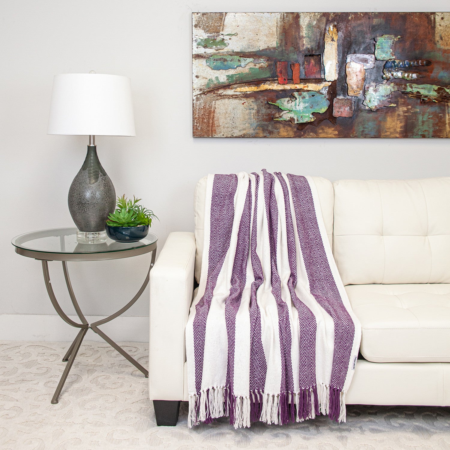 Parkland Collection Transitional Stripe Purple Rectangle 60" x 50" Throw