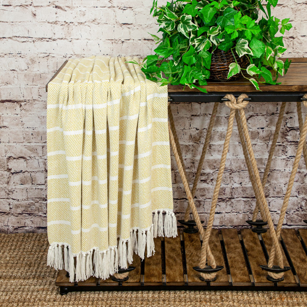 Parkland Collection Transitional Stripe Yellow Rectangle 50" x 60" Throw