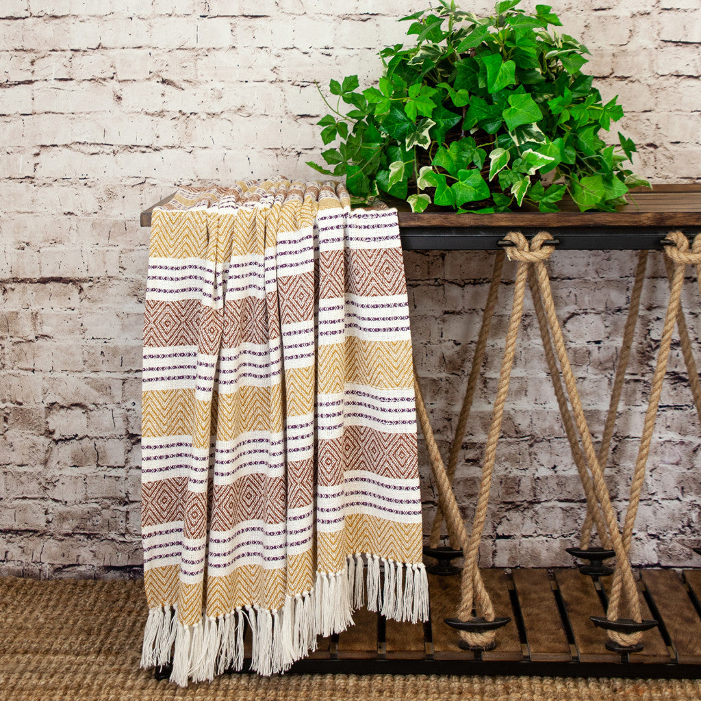 Parkland Collection Transitional Stripes Mustard Rectangle 50" x 60" Throw