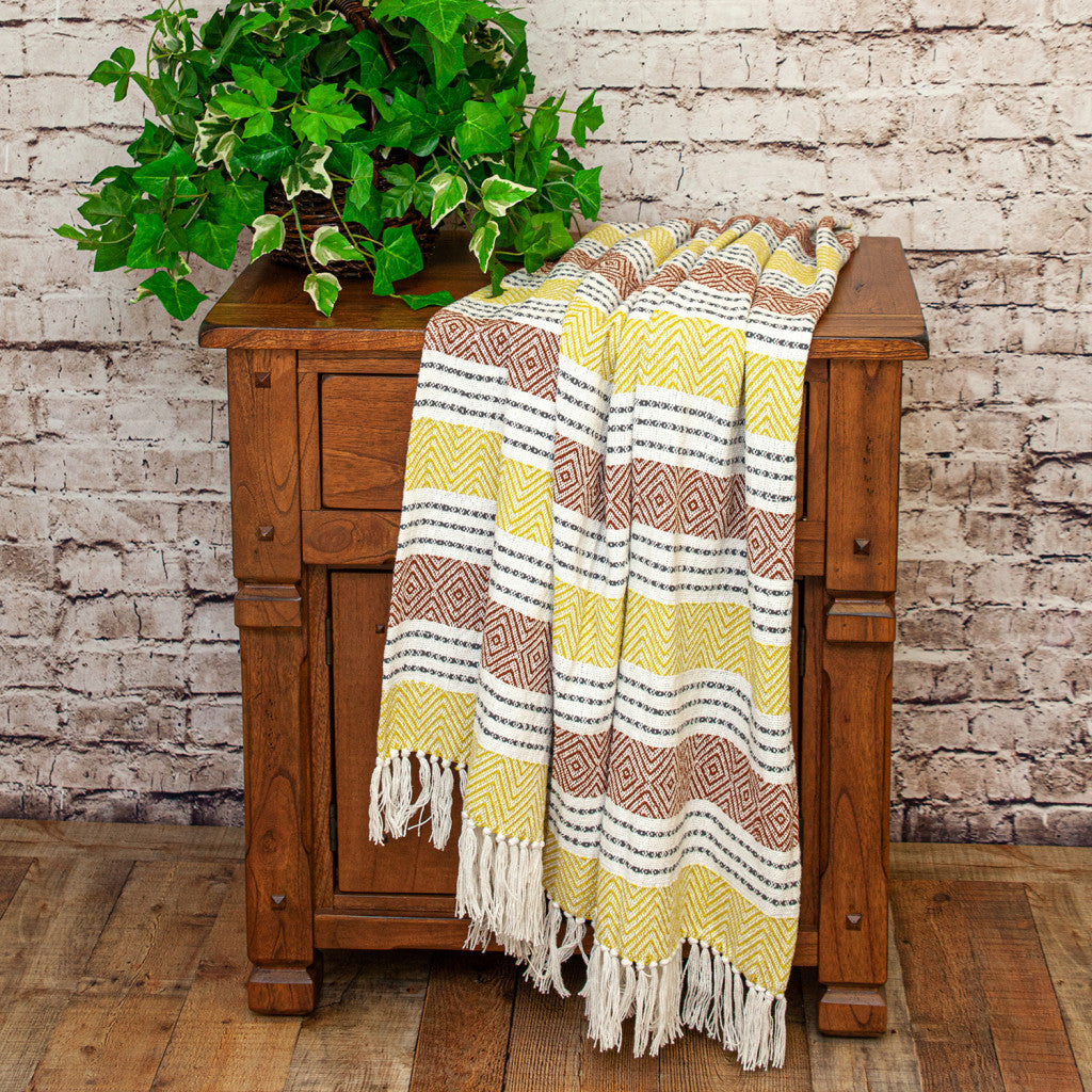 Parkland Collection Transitional Stripes Rust Rectangle 50" x 60" Throw