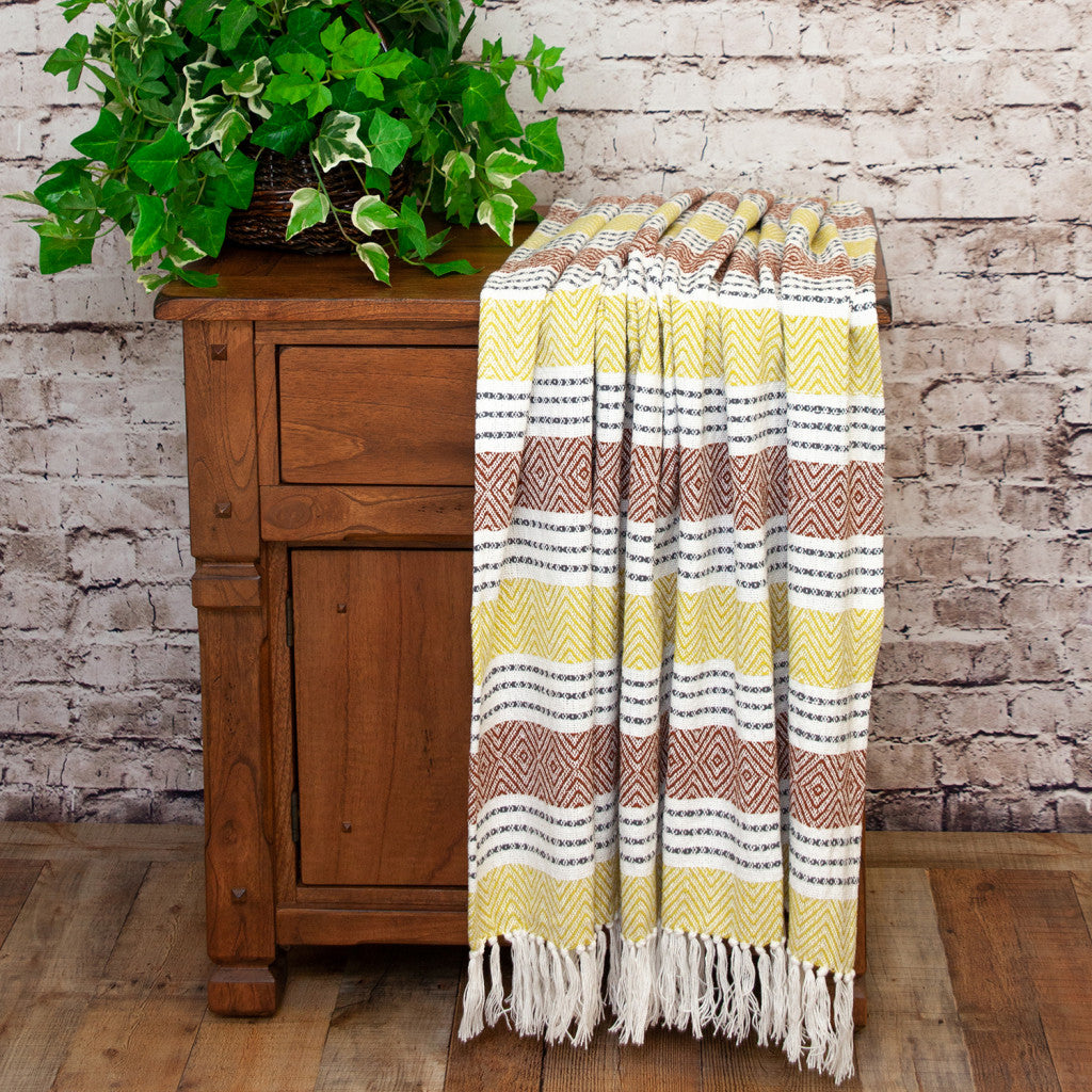 Parkland Collection Transitional Stripes Rust Rectangle 50" x 60" Throw