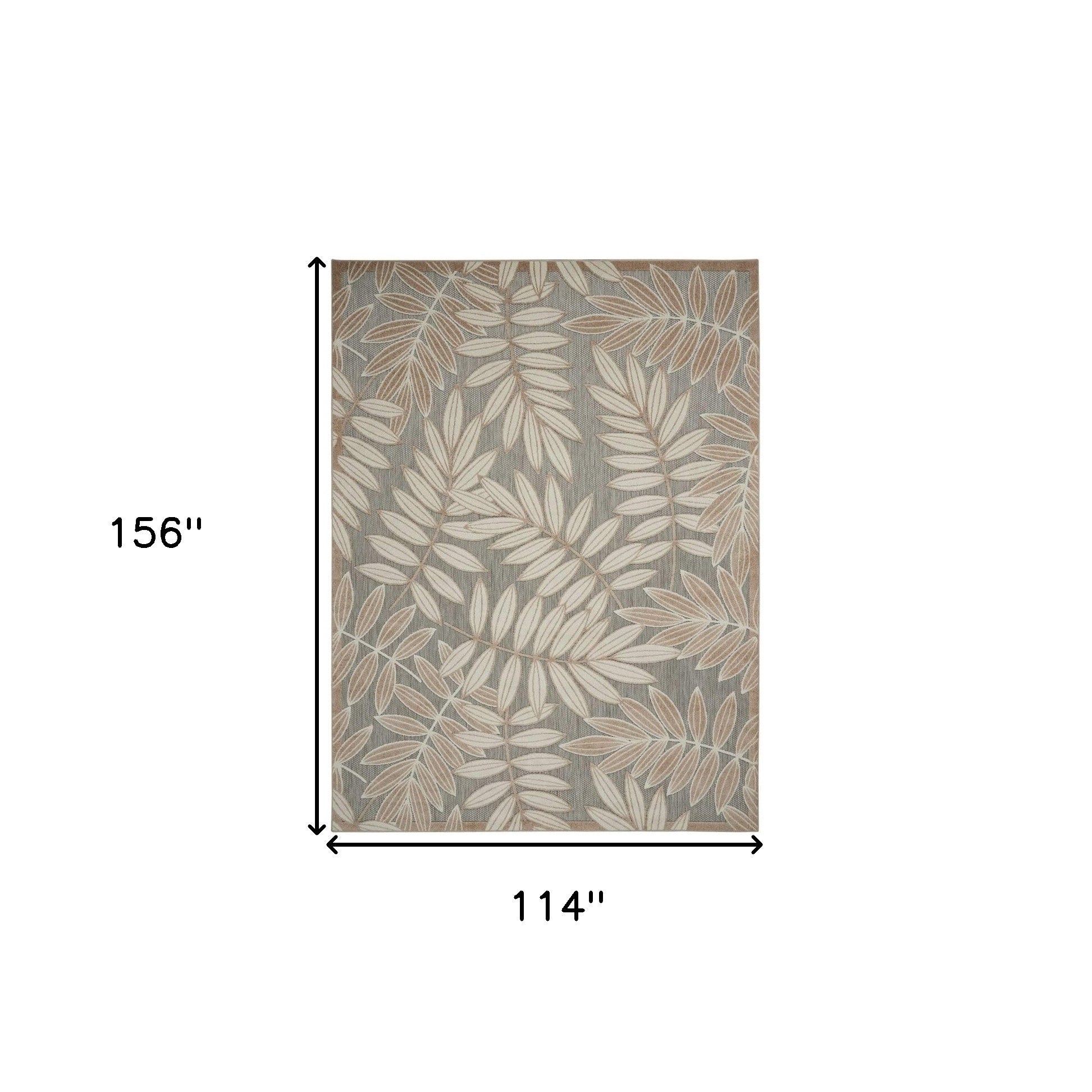 10' X 13' Natural Floral Non Skid Indoor Outdoor Area Rug