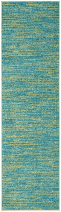 2' X 8' Blue And Green Striped Non Skid Indoor Outdoor Runner Rug