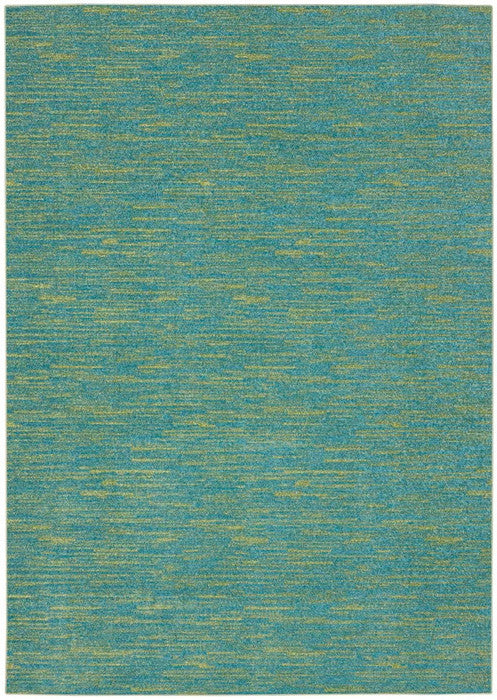 5' X 7' Blue And Green Striped Non Skid Indoor Outdoor Area Rug